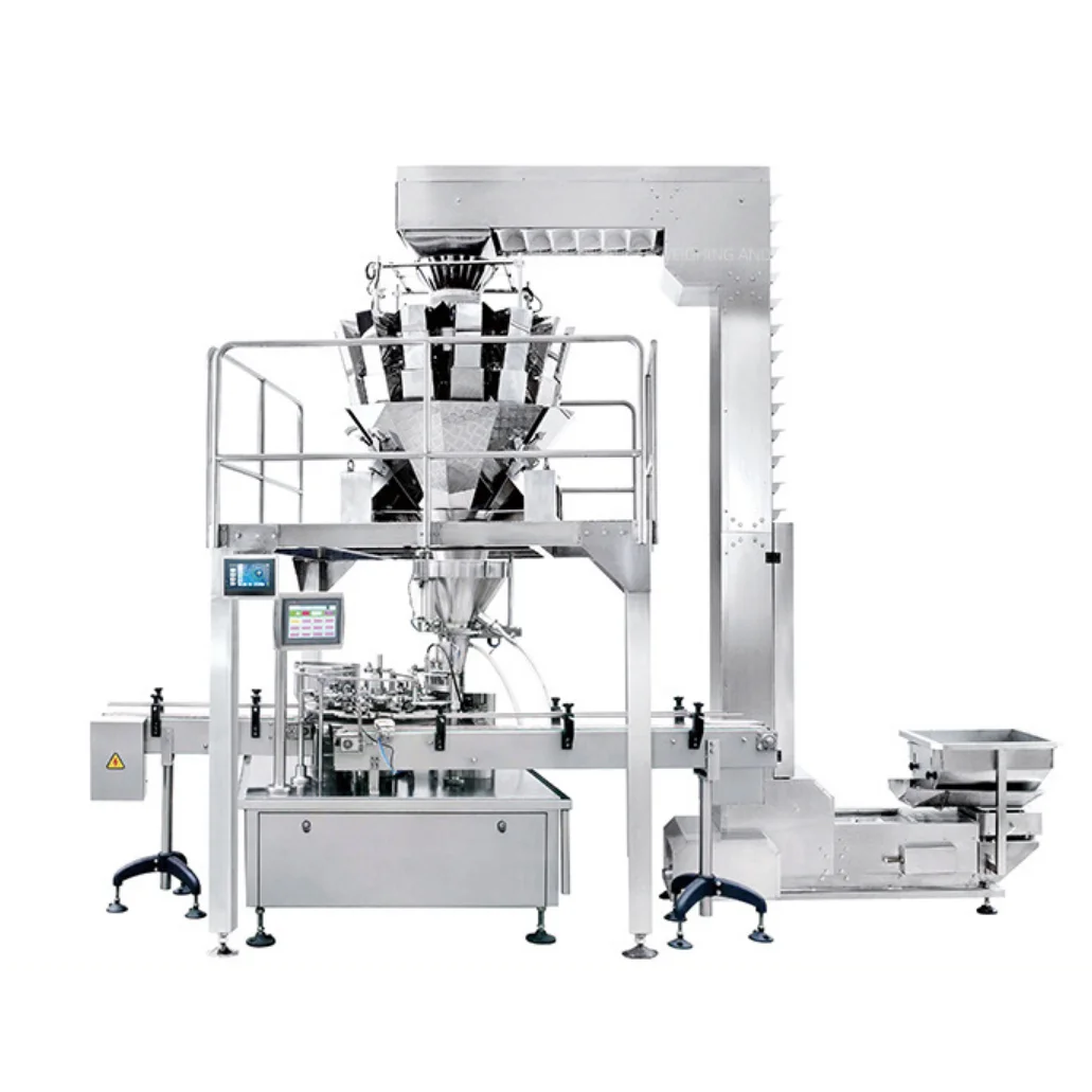High Quality Automatic Food Nut particle Coffee Bean Grain  Weighing Packing Machine filling capping labeling production line