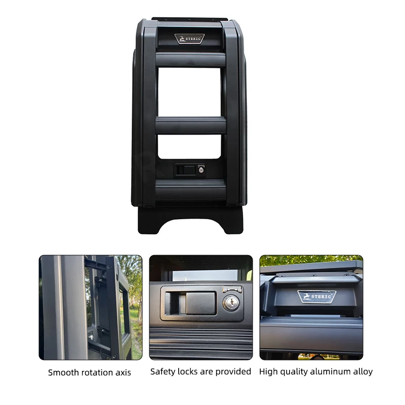 Customizable Simple Car Racks Retractable 300L Rooftop Platform with Rear Ladder Aluminum Alloy Roof Rail for Travelers