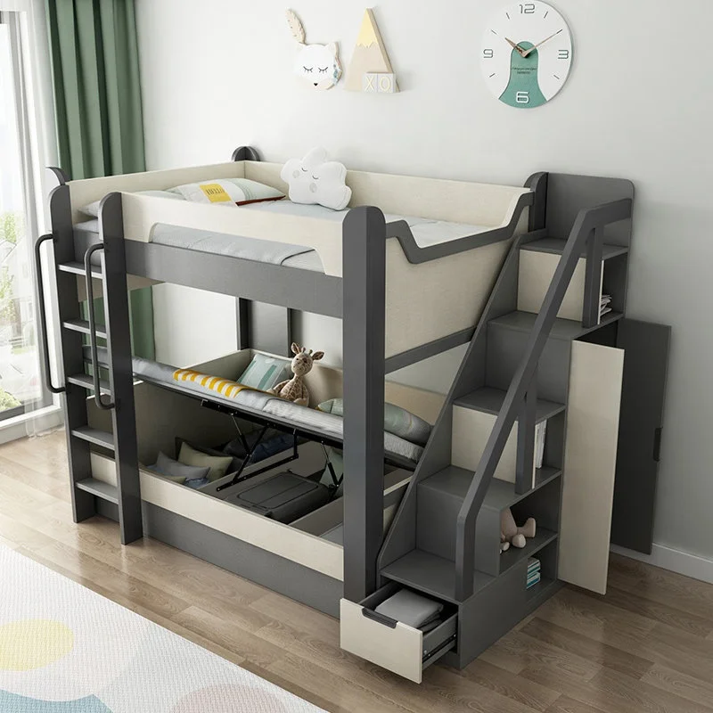 Teens Wood Storage Bedroom Home Wooden Furniture Set Hostel Teenage Toddler Twin Loft Children Girl Bunk Bed For Kids