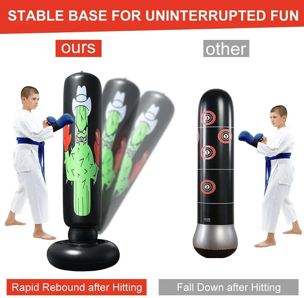 Real Punching Bag for Kids Adults, Stand Punching Bag With Stand for Practicing Kick Boxing Bag Punching
