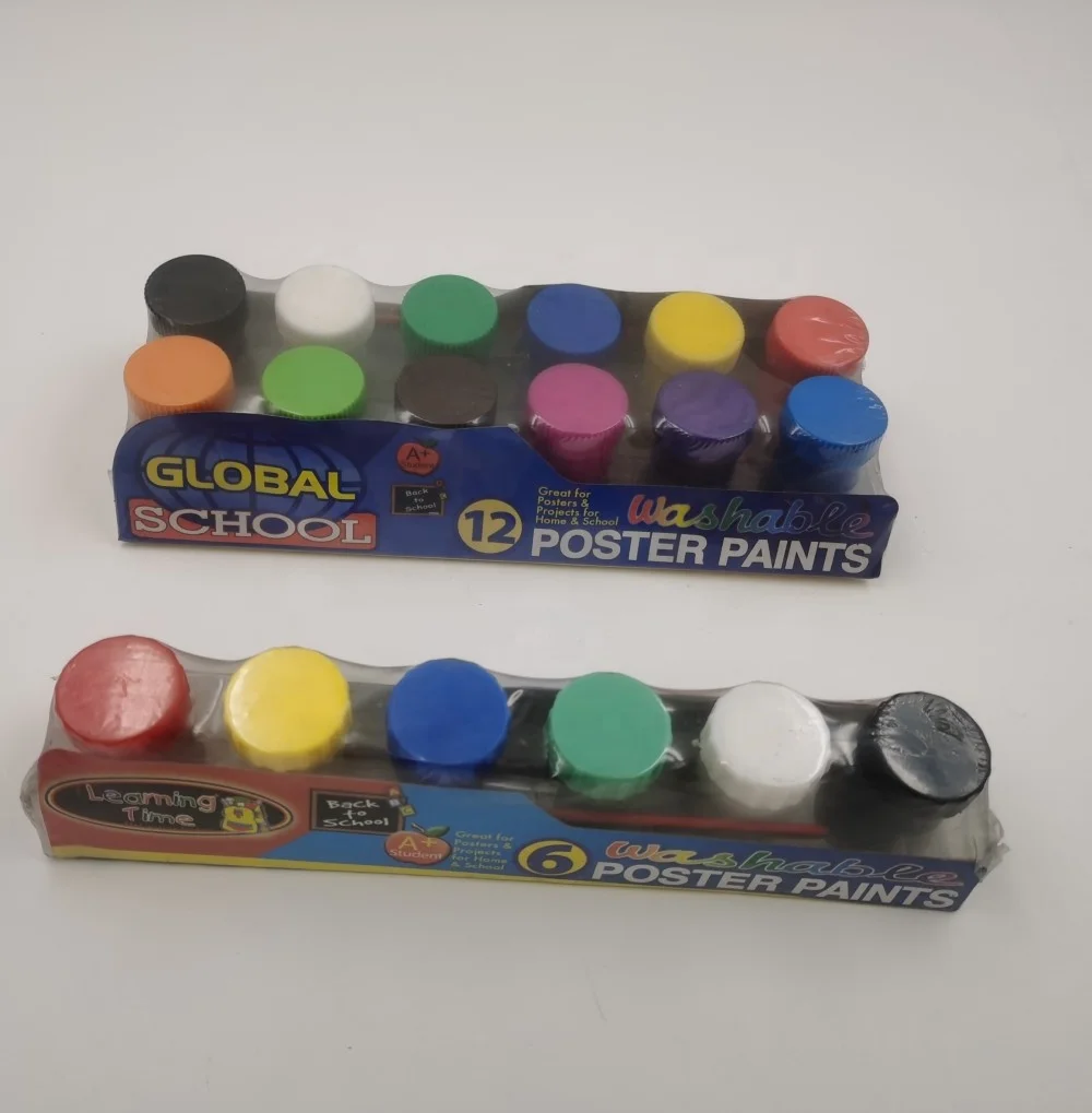 6/12 pcs Poster Paint acrylic paint finger paint Set 3/4 Ounce 6 Bright Colors 0.75 Fl Oz (Pack of 6)