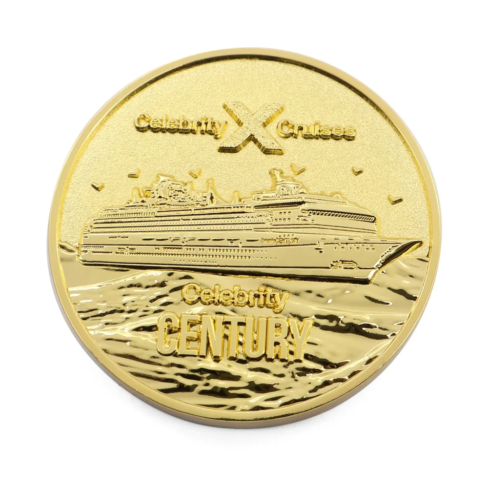 custom 3d enamel logo fake round gold challenge coins