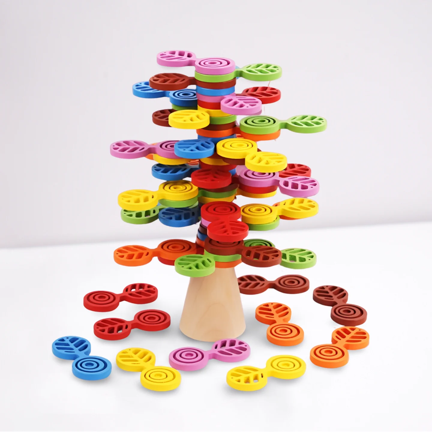 Creative Educational   Wooden  Children Toy Colorful Stackable Tree Stacking Game