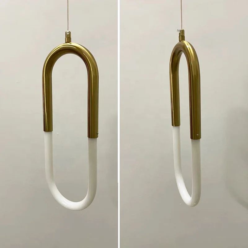 Nordic U Shape Led Lamp Modern Gold Pendant Light Bedroom Dining Room Bar Pendant Light Chandelier