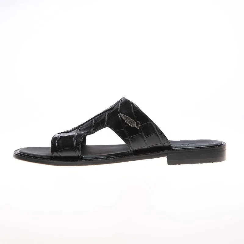 New custom slides wholesale from china men flip flop beach slide leather slippers for men