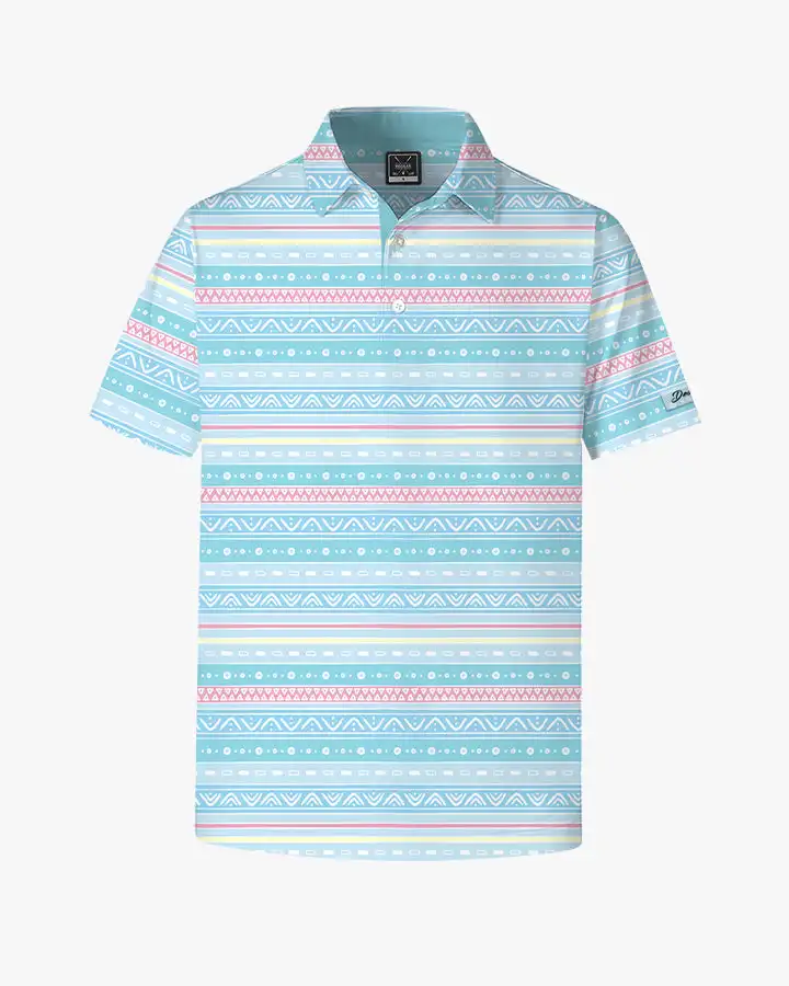 DEOLAX good quality design pattern print 4 way stretch moisture wicking golf wear color combination sports polo shirt