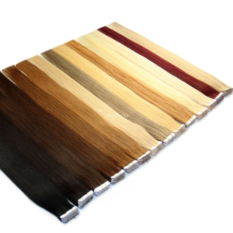 Скидка 20%, 24 дюйма, клейкая невидимая Реми-кожа, удлинители волос, прямая лента для наращивания, кожа, уток, лента для наращивания волос