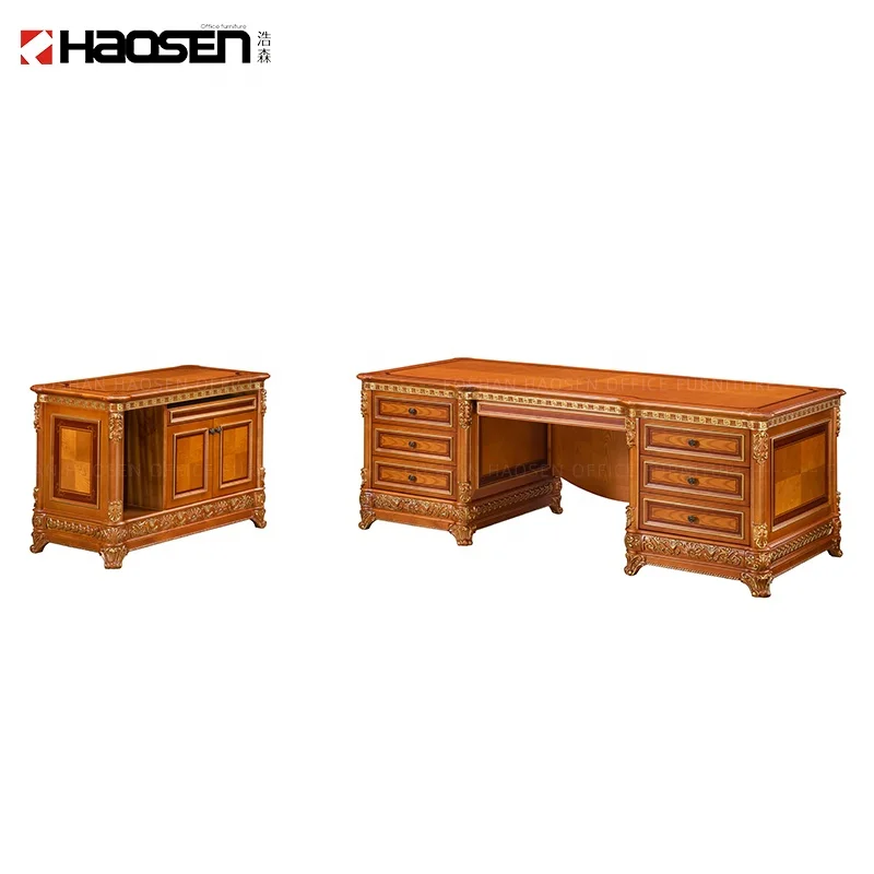 Royal classical escritorio luxury Commercial Furniture wood executive president office table director desk