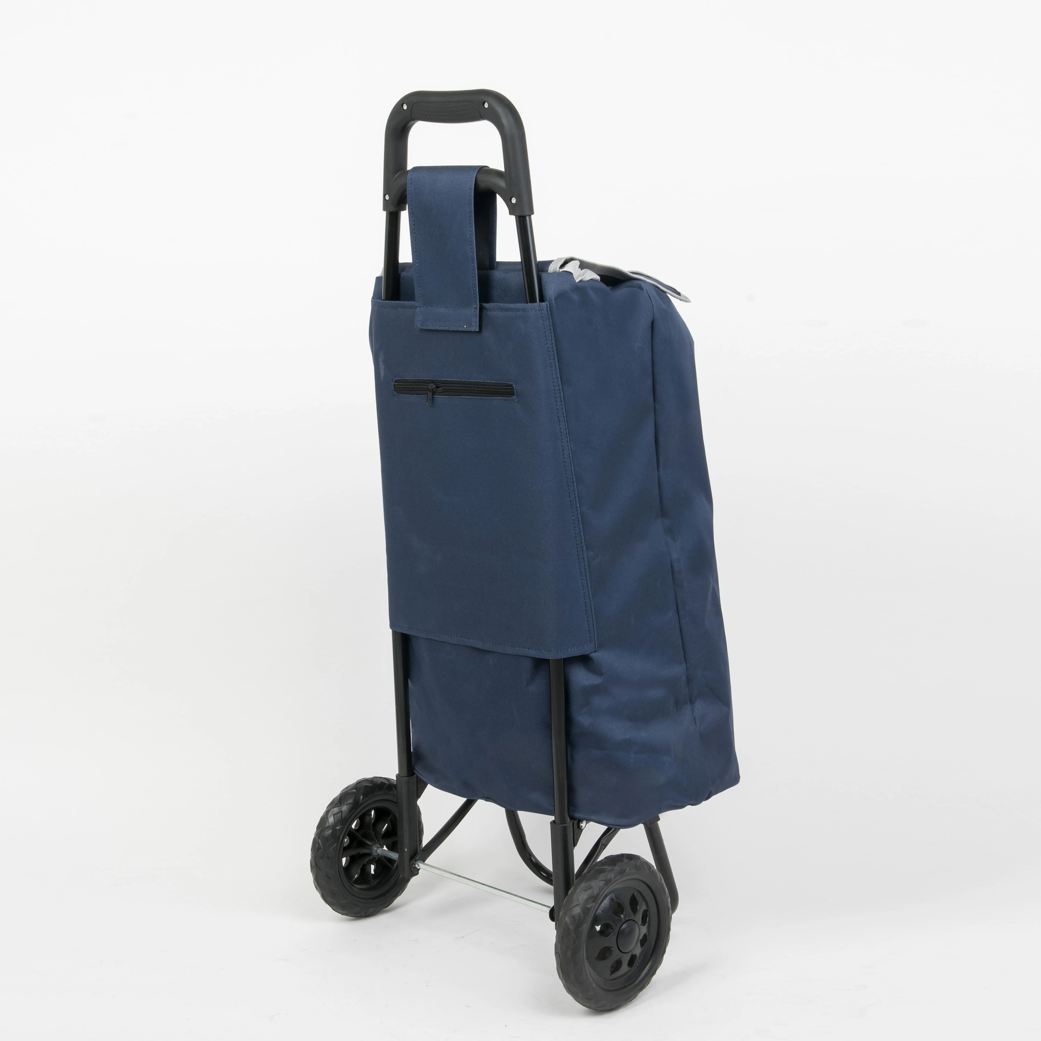 100% polyester 600D fabric foldable shopping cart folding with wheel oxford trolley