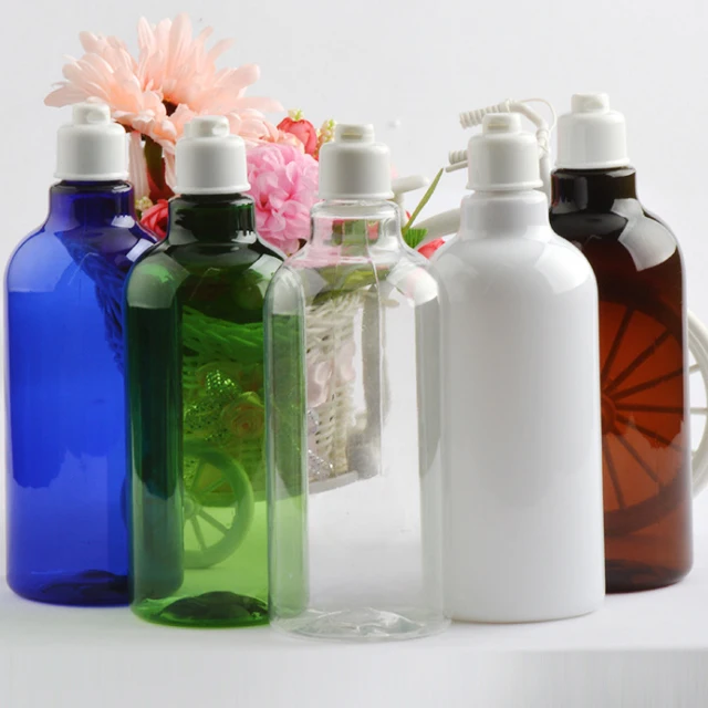 Hengjian 500ml plastic empty detergent cleanser essence bottle dishwashing liquid contain with cap for shampoo