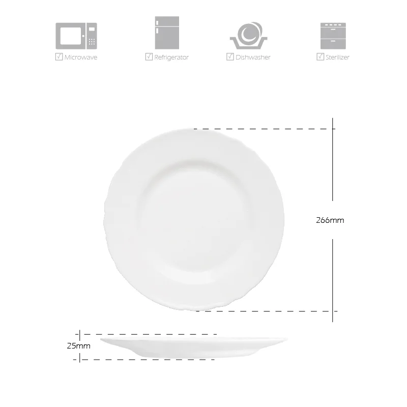 10.5 Inch Unbreakable Flower Shape Dinner Plate Opal Glass Wedding Hotel Buffet Dinner Plate Dish