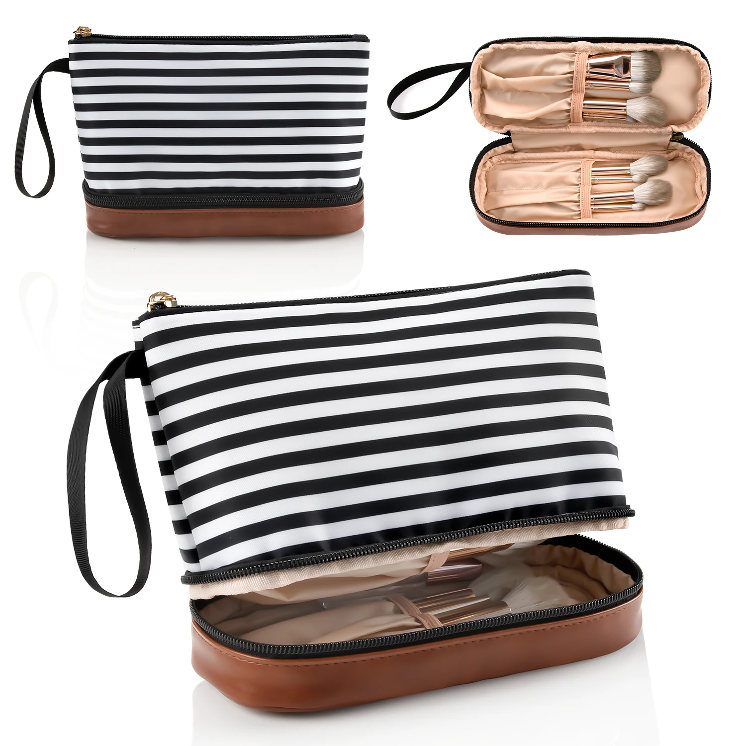 Relavel Small Makeup Organizer Bag Travel Cosmetic PVC Bag Small Makeup Bag for Purse Women Pencil Case Waterproof Makeup Brush