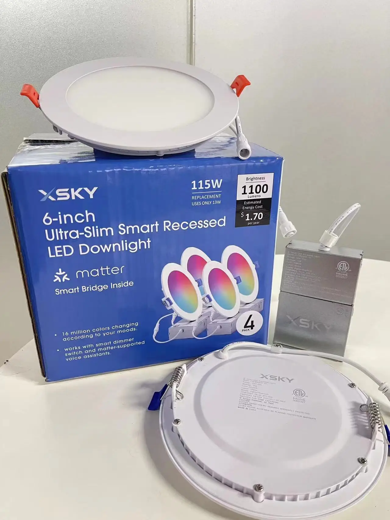 LED Recessed Lights 13W Color changing, LED Lights with Matter Gateway Work With Alexa/Google /Siri, 6inch-4 Pack with Gateway