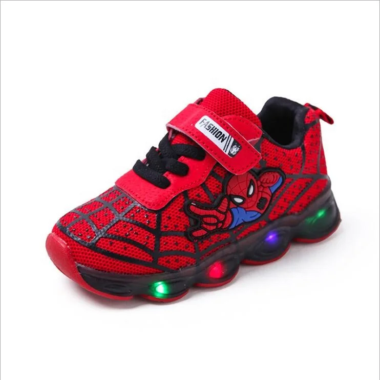 Light LED Children Shoes  Boys Girls Babies New Spiderman Luminous Sneakers Trainers