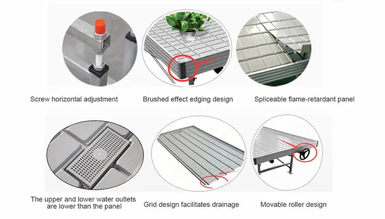 Hydroponic System Ebb And Flow Trays Seedbed Grow Rack Rolling Benches Grow Table Greenhouse For Sale