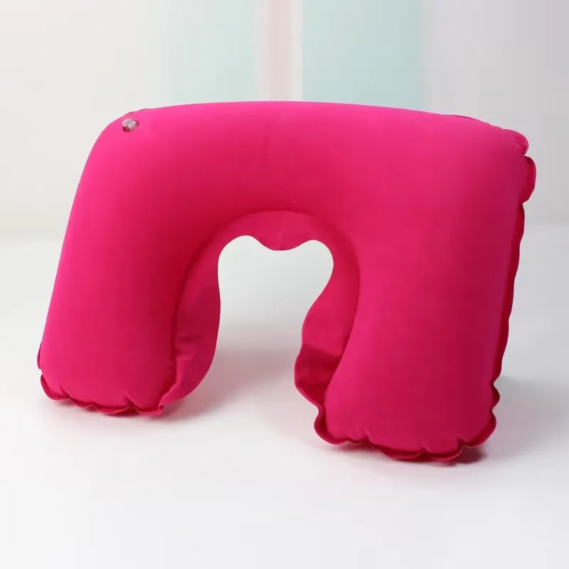 Travel U-shaped inflatable pillow, travel three-piece neck pillow, inflatable thickened flocking U-shaped air pillow