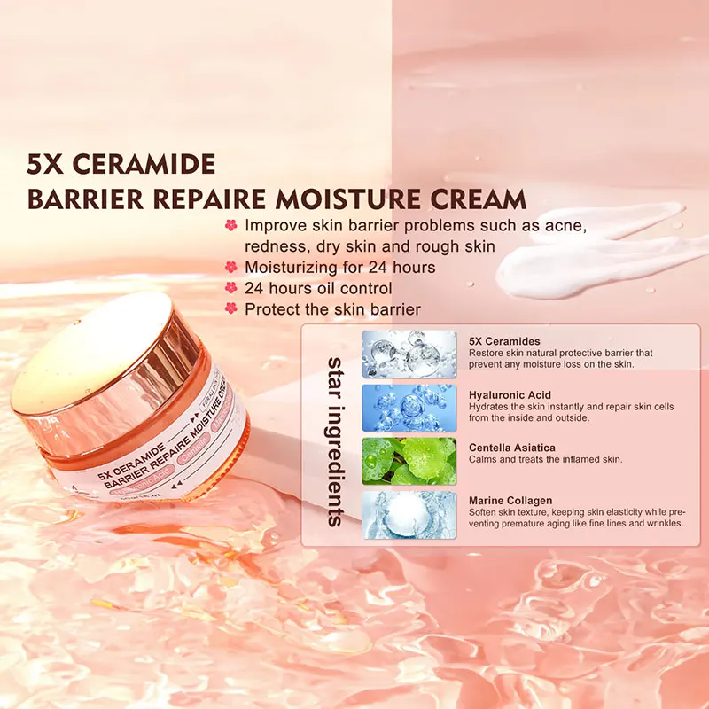 Moisturizer 5X Ceramide Hyaluronic Acid Snail 92 Centella Brightening Cherry Blossom Collagen Cream Green Tea Anti Aging Cream