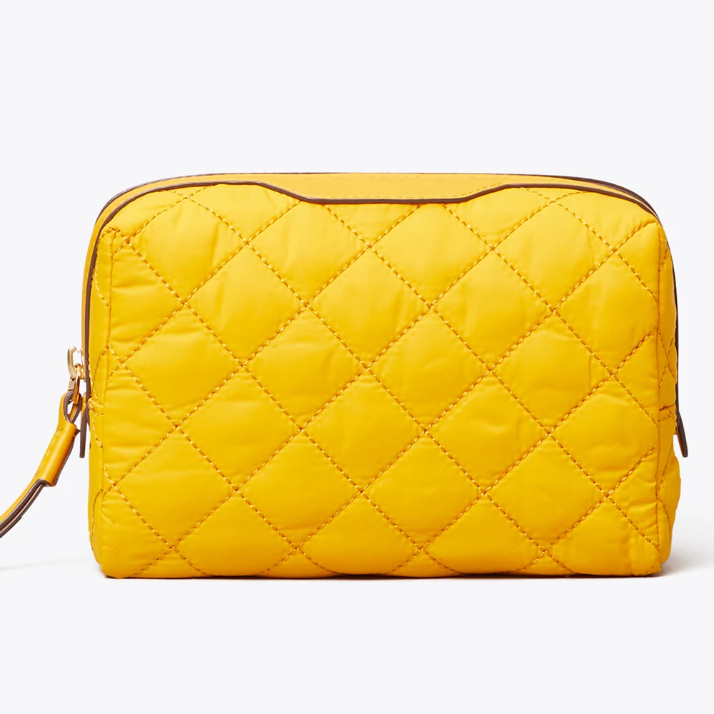 Custom Promotion Quilted Nylon Dome Women Cosmetic Case LadiesTravel Zip Pouch Makeup Bag