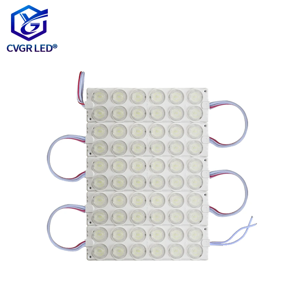 12V injection molded 2835 SMD LED lamp double-row module with 12 lamps. High-brightness side light source for billboards.