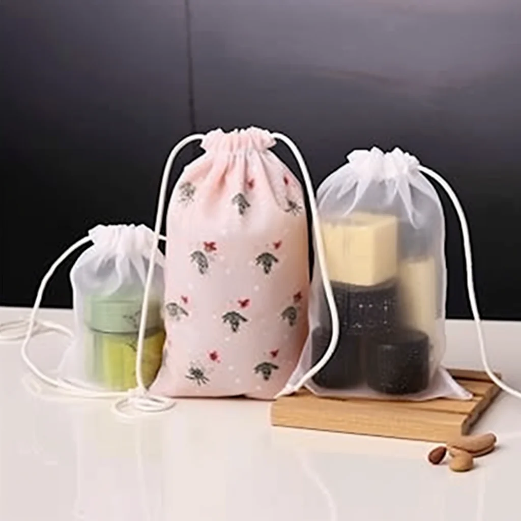 Eco-friendly  PEVA Packaging Clothing Plastic Drawstring Bag Waterproof Frosted Poly Bag With Draw String For Packing