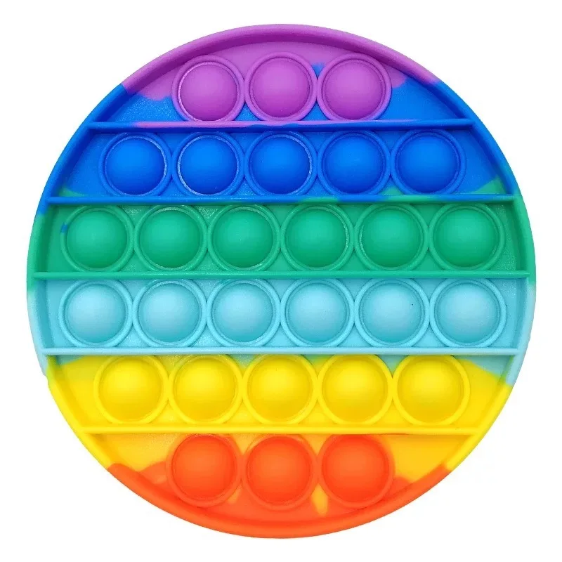 Rainbow Silicone Push Pop Bubble Game Fidget Sensory Toys Set For Kids
