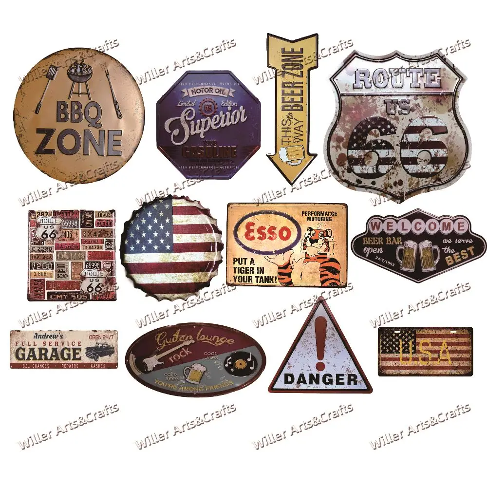 Custom wholesale emboss Vintage Retro antique wall hanging tin plaque poster metal sign for home bar decor promotion advertising