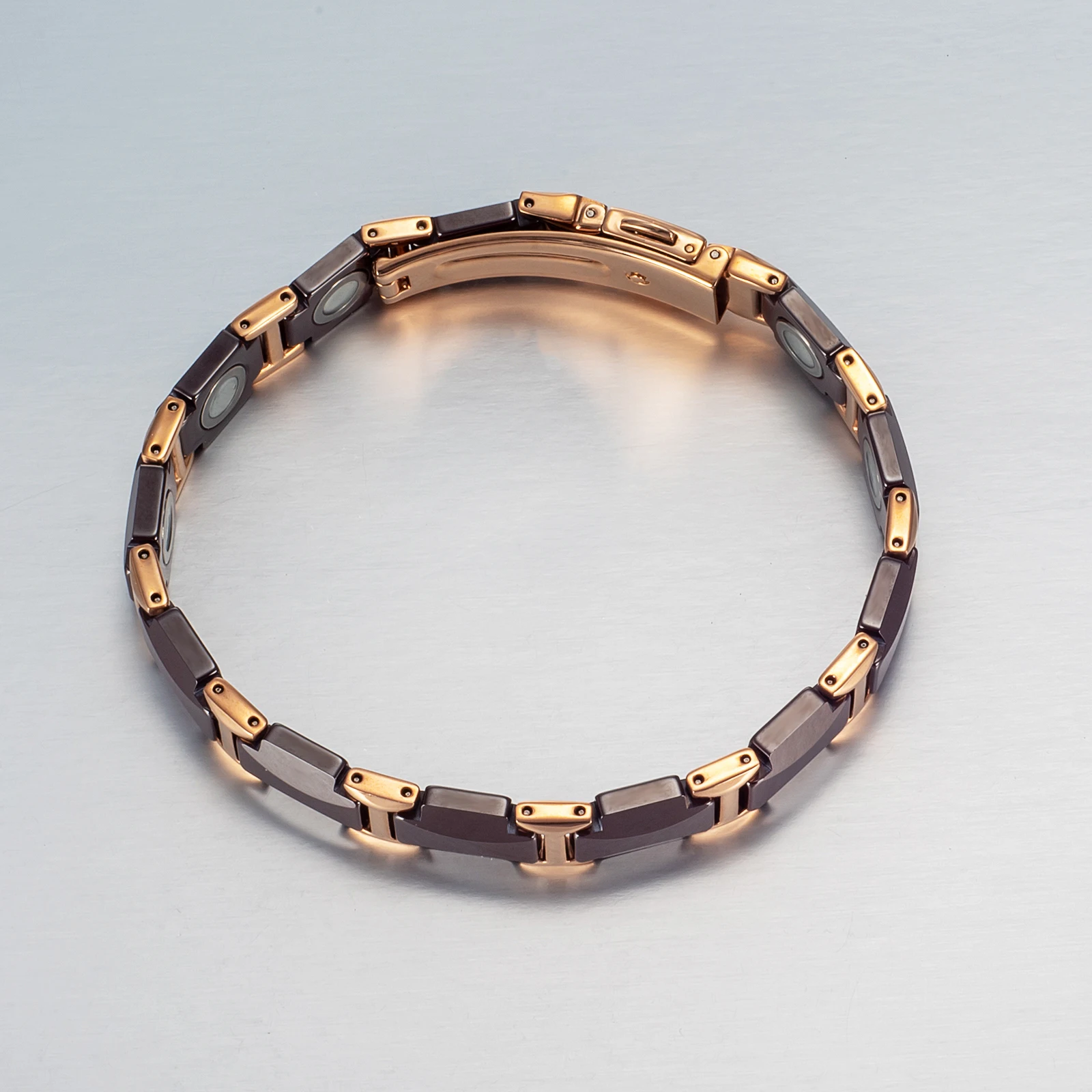 Energinox Rose Gold magnetic ionic health germanium black fashion X power energy bracelet