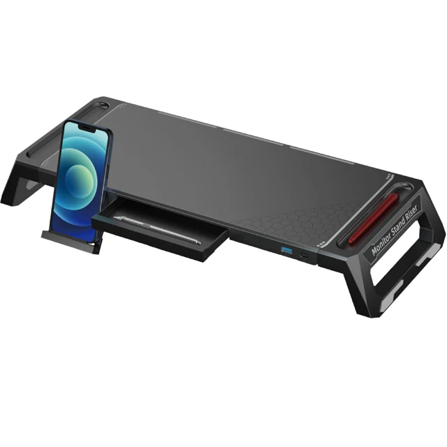 SATE(A-CP61)High Quality height adjustable monitor stand riser with 2 USB Hub & Mobile phone holder