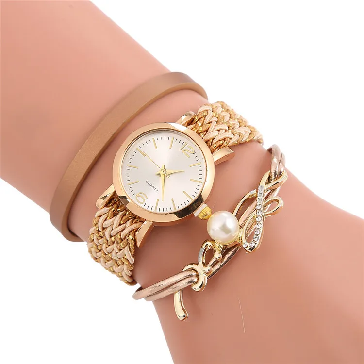 LNW057 Bracelet Watch Wrist Watch Vintage Shining Lady Wrap Dial Analog Quartz Wrist Watch