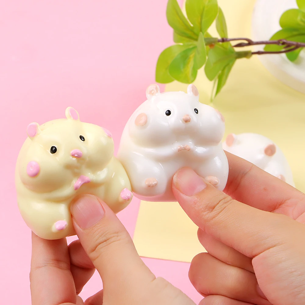 TPR Soft Rubber Solid Hamster Squeeze toy Stress Relief Toys Cute Pet Big Dumpling Cartoon Mouse squeez toys for kids