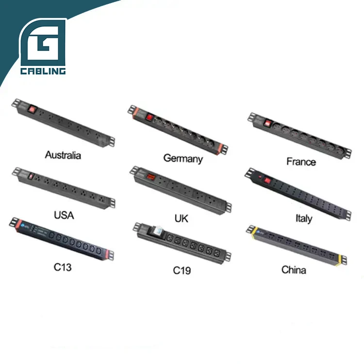 Gcabling rack pdu socket ups type universal socket pdu 1phase c19 meeting room pdu power distribution unit