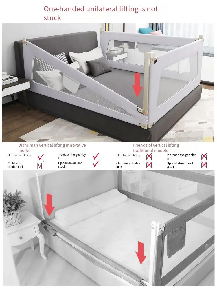 Барьер для кровати, регулируемая высота, детская кровать с защитой от падения, Детская большая прикроватная кровать для малышей