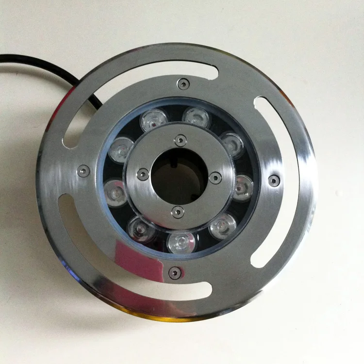 cast aluminum ip68 9w/12w 12v/24v water feature pond fountain nozzles rgb led underwater lights for small fountains