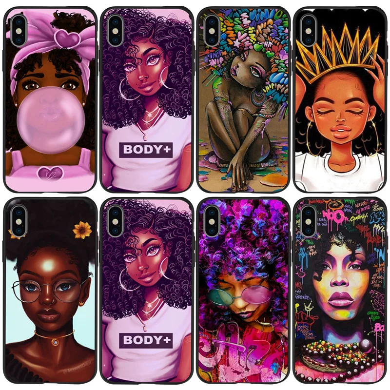 African Melanin 3D Embossed Printing Mobile Phone Case For iPhone 14 13 Pro Max Women Cover