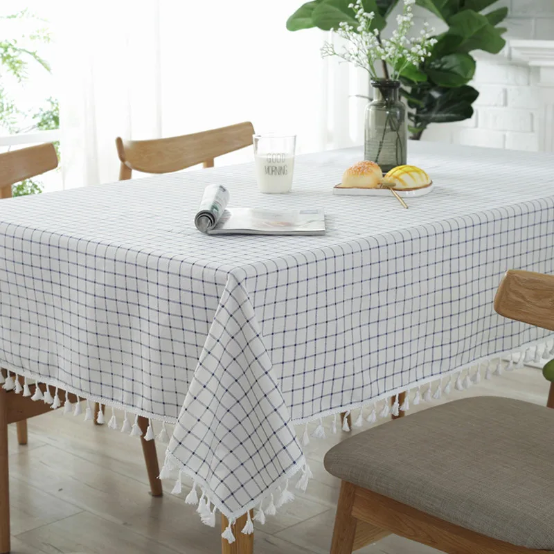Kitchen Black White Grid Table Cloth Rectangular Tablecloth Dining Table Cover