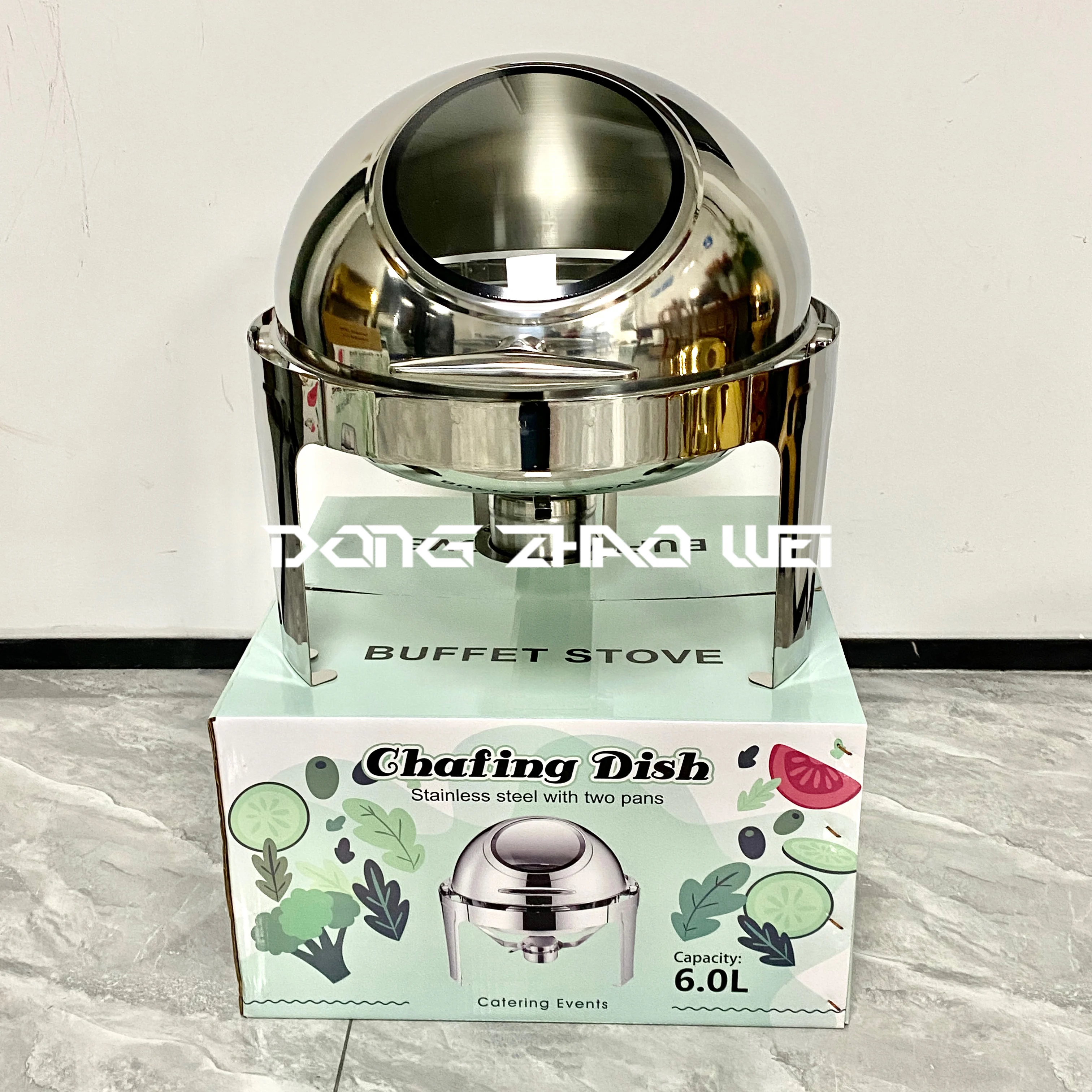 Modern Stainless Food Warmer Buffet Serving Equipment Catering 6l Gold Round Alcohol Stove Chafing Dish Heater For Sale