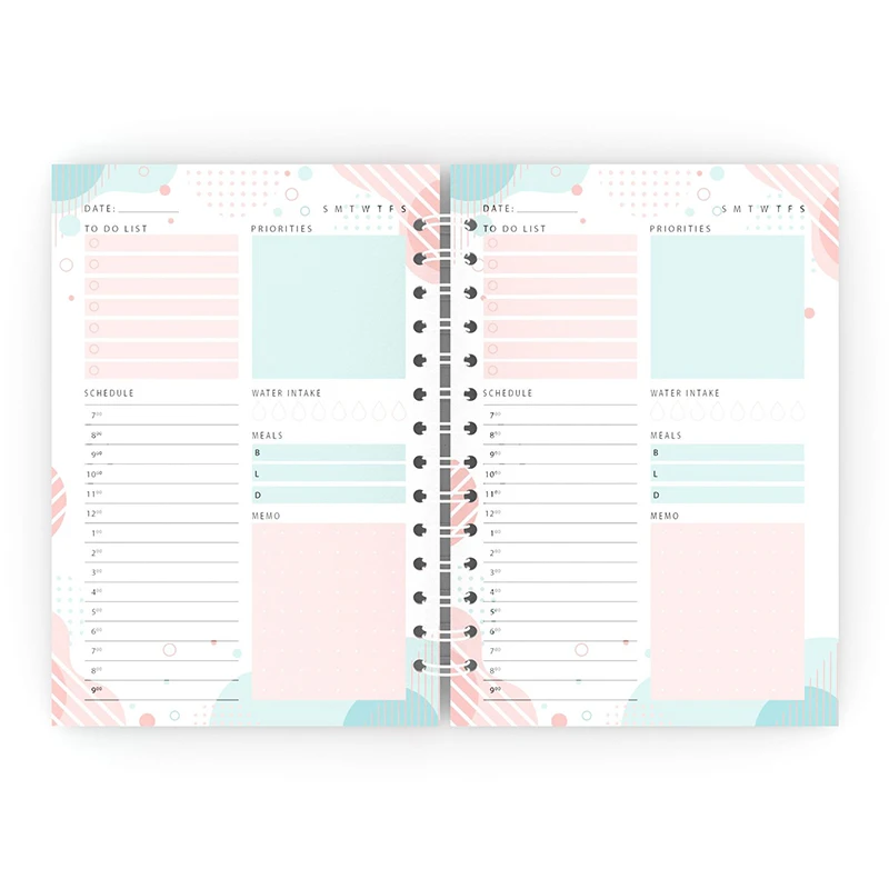 Undated Daily To Do List Pink Blue Planner Spiral Notebook