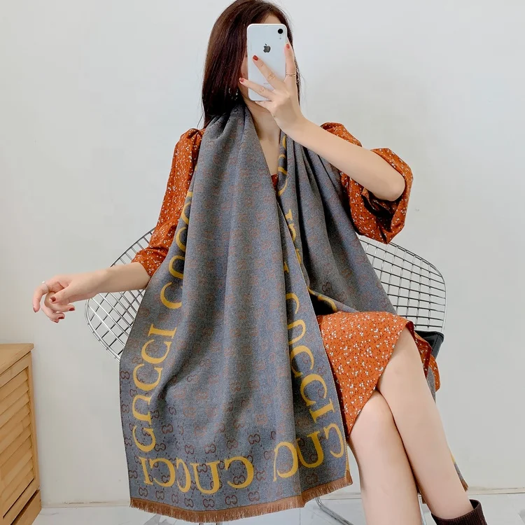 2022 New Trend Pashmina Shawl Stylish Women Autumn Winter Luxury Double Sided Warm Cashmere Blanket Scarf