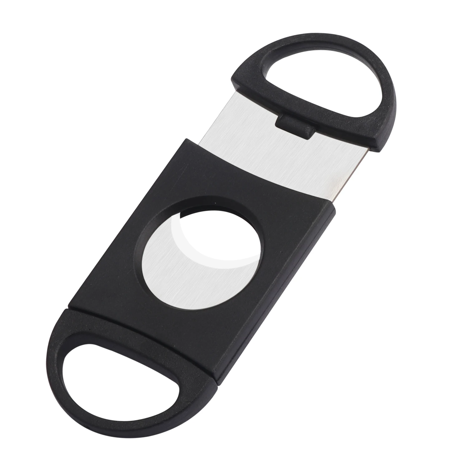 
Hot Sale Custom Logo Cigar Accessories Double Blade Black Table Top Guillotine Plastic Cigar Cutter 