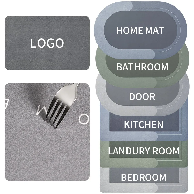 Hot Sale Custom Diatom Mud Absorbent Bathroom Bath Mat Household Fast Drying Bath Mat