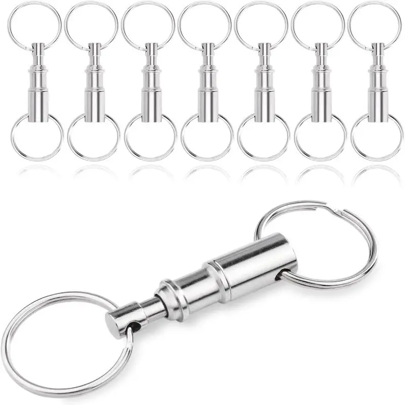 Factory direct sale high quality metal Dual Detachable Pull-Apart Key Rings quick release Keychain