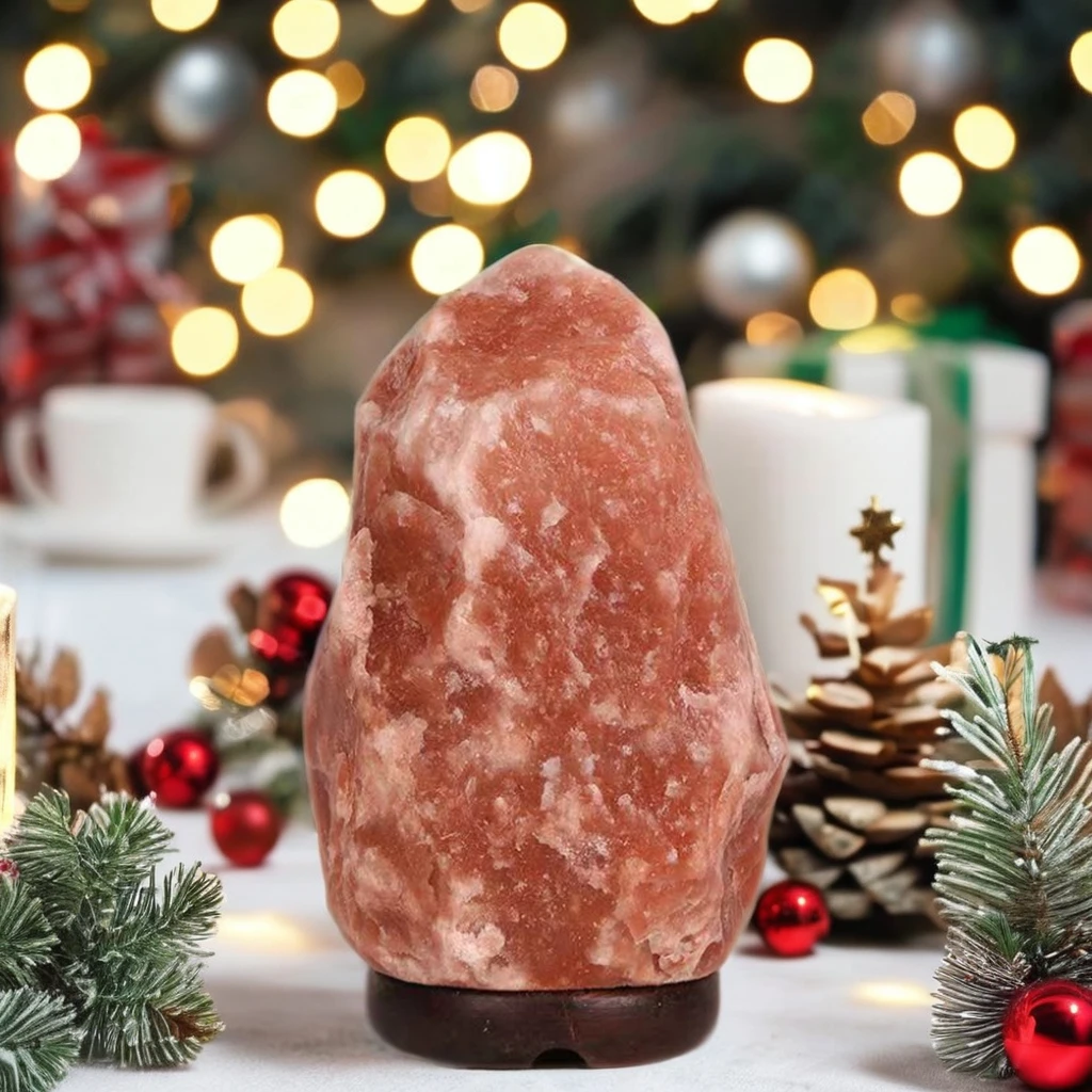 Wholesale USB Dimmer Switch Himalayan Salt Lamp with Handcrafted Wooden Base For Home Decoration Christmas Occasions