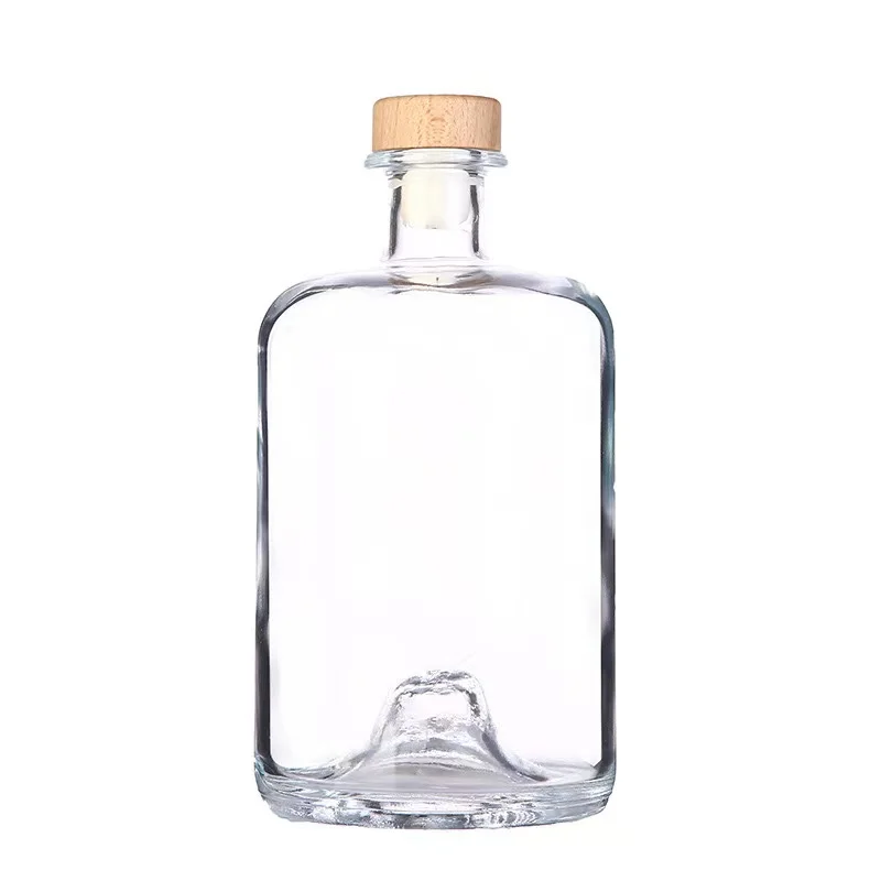 Liquor Vodka Tequila Bottle sealed Cork Cap 750ml Glass Bottle Wholesale Glass Juice Bottle