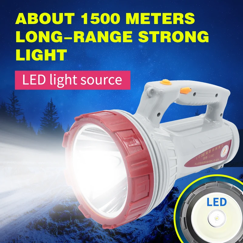 China Factory 200W LED Handheld Portable Lithium Battery Battery LED Rechargeable Searchlight