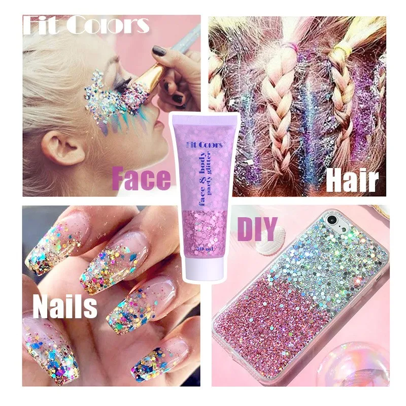 Wholesale Sequin Gel Mermaid Face Body Lips Eye Shadow Colorful Stage Makeup Shiny Party Glitter 50ml