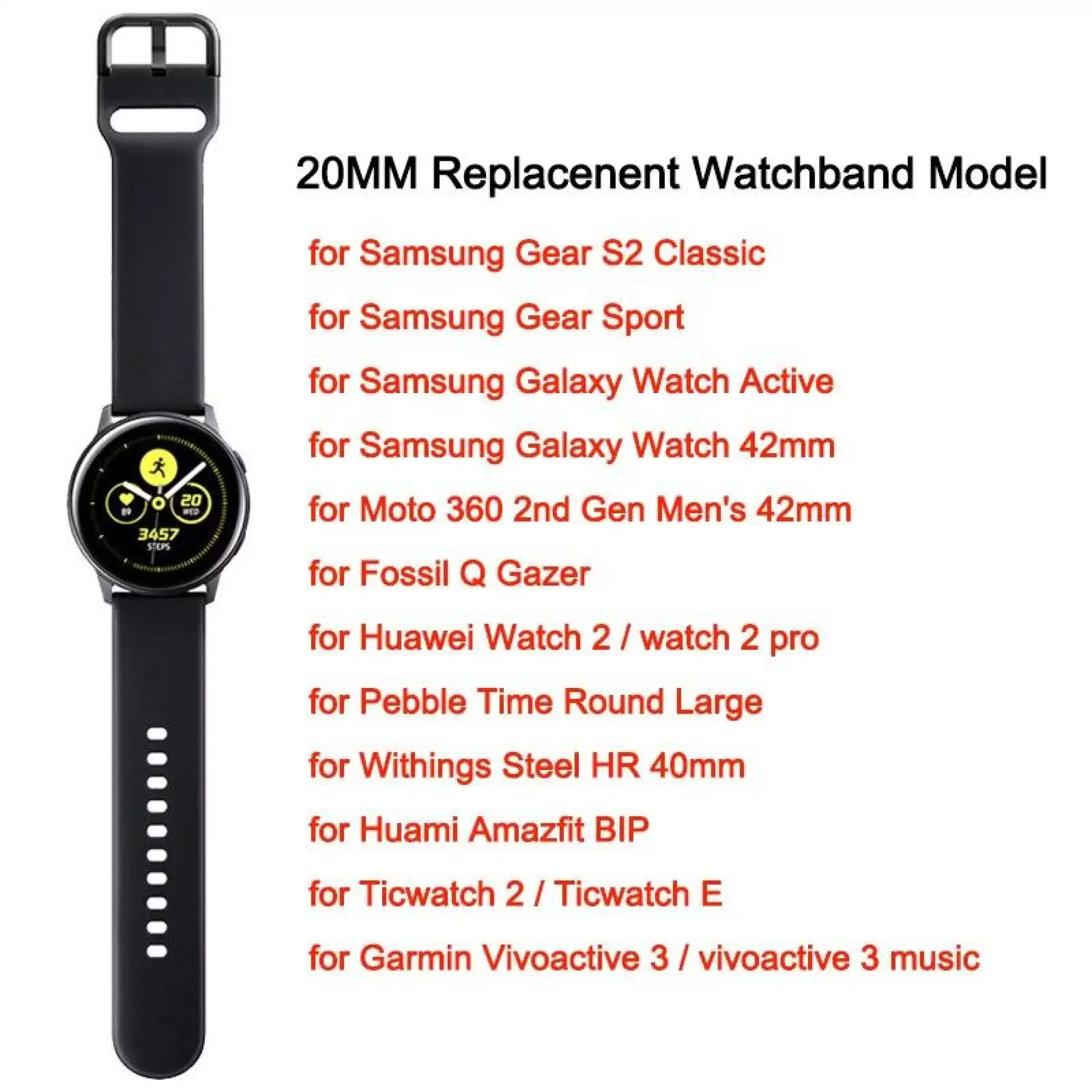 20mm 22mm Quick Release Waterproof Sporty Soft Silicone Rubber Replacement Watch Bands Straps For Samsung Galaxy Watch 42mm