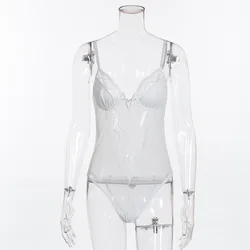 Wholesale see through deep v lace bodysuits for sexy women tank top