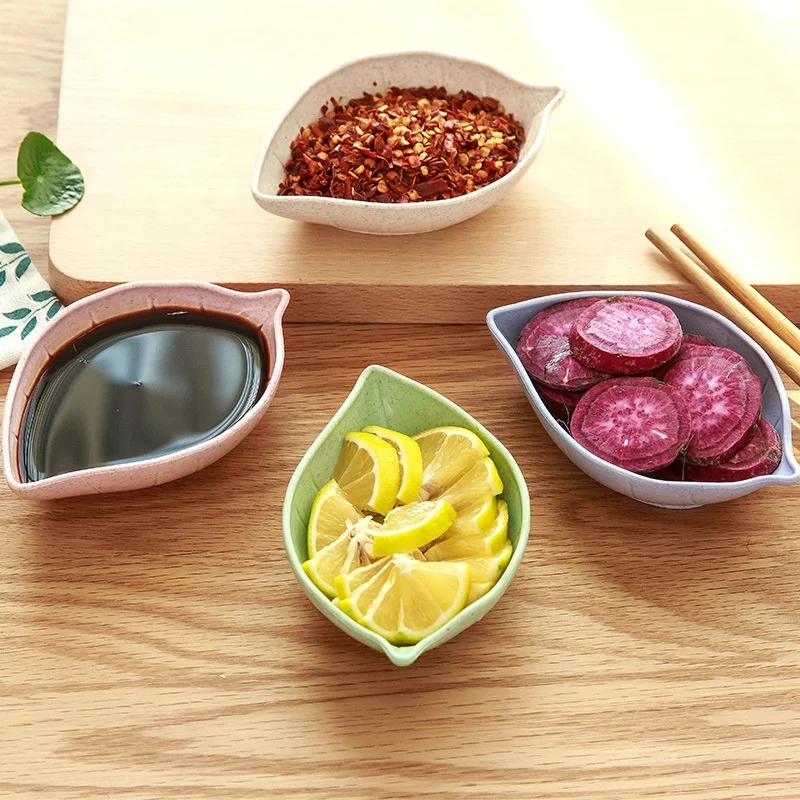 Cute Wheat Straw Seasoning Sauce Dish Dining Small Creative Kitchen Tableware Snack Plate Dish