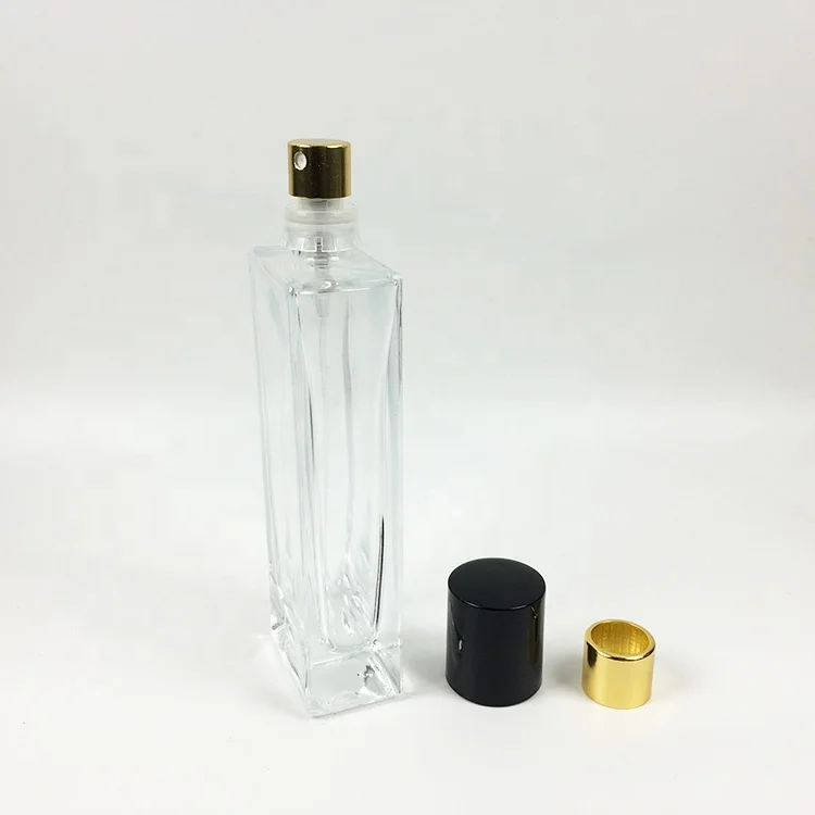hot sale clear thin rectangle perfume bottle empty 50 ml wholesale dubai with black cap