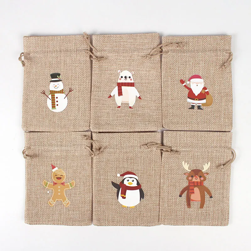 Promotion Small Burlap Fabric Gift Wrap Lightweight Gift Bags For Guest Party Weeding Birthday Christmas Santa Sack